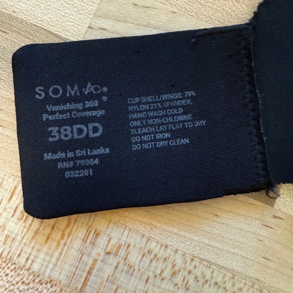 Soma Vanishing 360 Perfect Coverage Bra 38DD Black Comfortable‎ Support - Picture 3 of 3